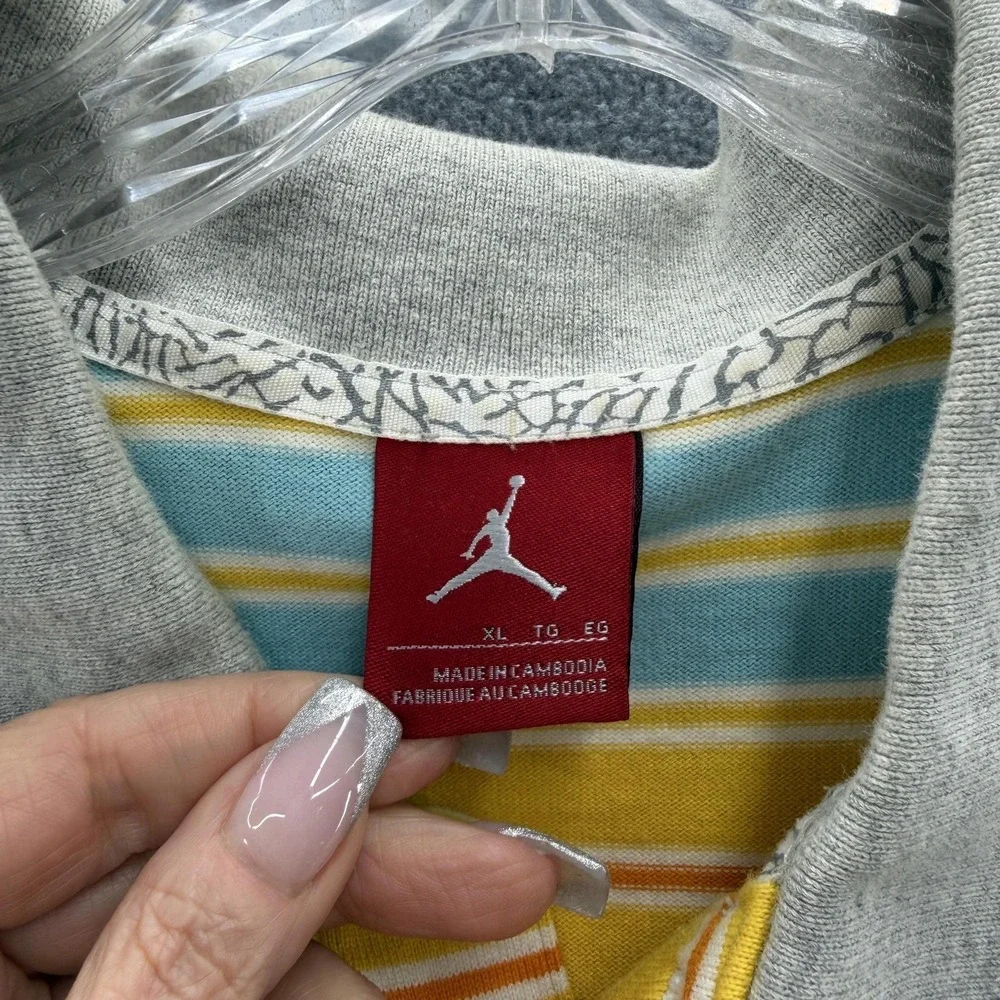 Jordan Polo Shirt Mens XL Colorful Stripe Cotton Jumpman Logo Casual